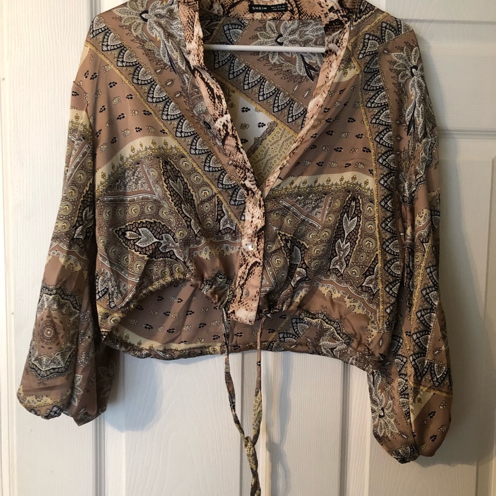 Dressy/casual Blouse - multi color browns / animal print